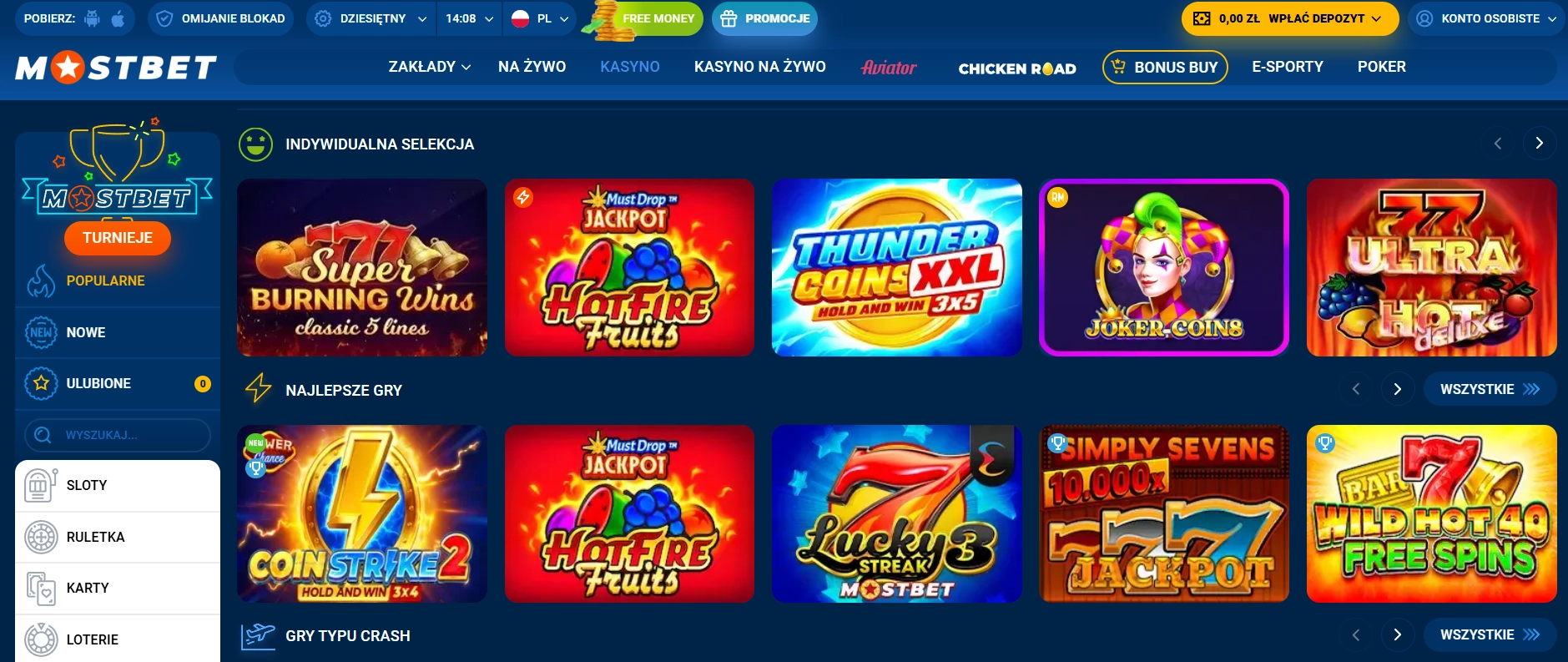 Kasyno Mostbet: najlepsze sloty i darmowe gry